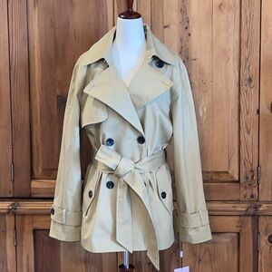 Avec Les Filles Short Cotton Lined Trench Coat Sz. L